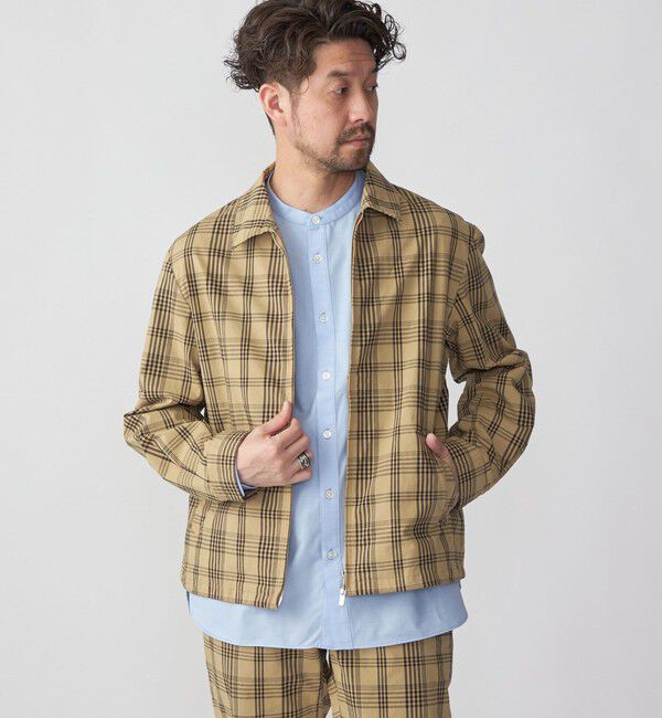 SHIPS「SHIPS:〈手洗い可能〉ハイパーストレッチ チェック ブルゾン (セットアップ対応)」|ブルゾン・スタジャン|ベージュ