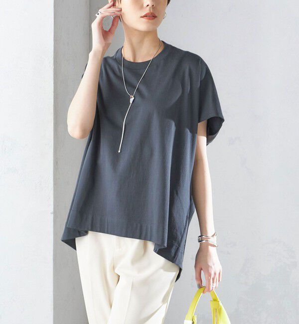 SHIPS for women「SHIPS Primary NavyLabel:〈手洗い可能〉BIG Tシャツ」|Tシャツ・カットソー|ダークグレー