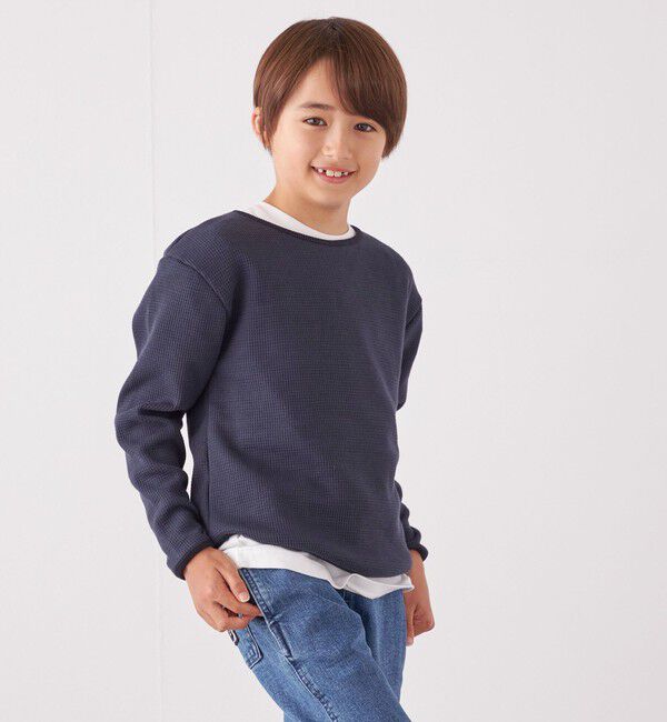SHIPS any「SHIPS any: ランドヘム ワッフル ロングスリーブ Tシャツ<KIDS>」|Tシャツ・カットソー|