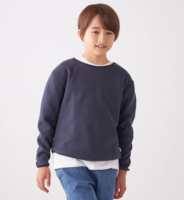 SHIPS any「SHIPS any: ランドヘム ワッフル ロングスリーブ Tシャツ<KIDS>」|Tシャツ・カットソー|