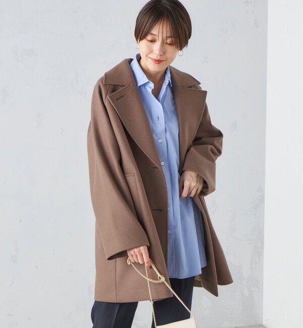 SHIPS for women「SUPER170 メルトン テントライン ミディ コート ◇」|その他|ブラウン