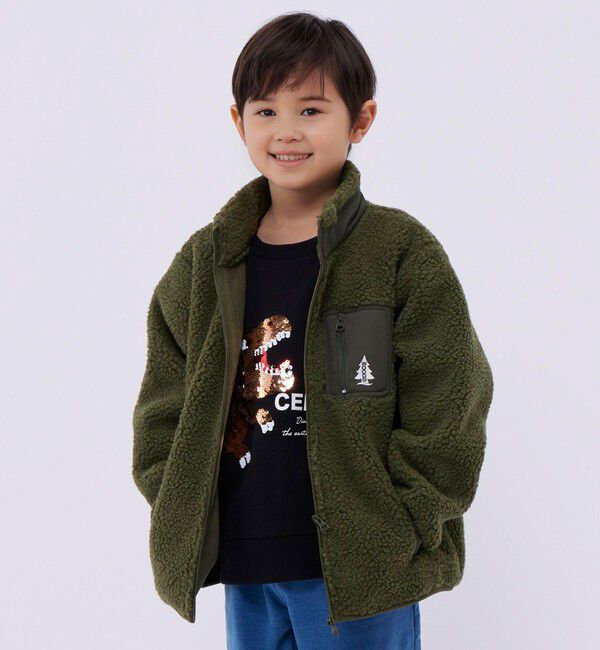 SHIPS Colors 「【SHIPS Colors別注】WOODS:スタンド ボア ブルゾン（80cm~130cm）」|その他|オリーブ