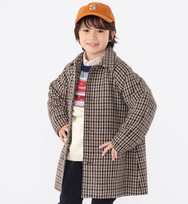 SHIPS KIDS「SHIPS KIDS:100～130cm / ガンクラブチェック ステンカラー コート」|ステンカラーコート|ブラウン系