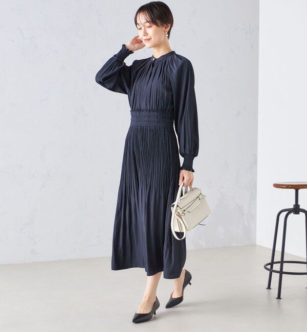 SHIPS for women「ウエスト シャーリング プリーツ ワンピース 24SS ◇」|ワンピース|