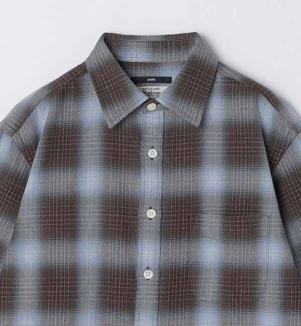 SHIPS「SHIPS: Shuttle notes レギュラーカラー オンブレチェック 長袖 ネルシャツ」|シャツ・ブラウス|