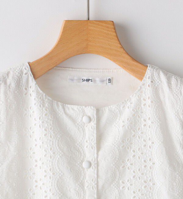 SHIPS KIDS「SHIPS KIDS:140～150cm / レース ペプラム ノースリーブ ブラウス」|シャツ・ブラウス|