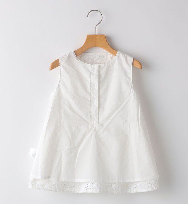 SHIPS KIDS「SHIPS KIDS:140～150cm / レース ペプラム ノースリーブ ブラウス」|シャツ・ブラウス|