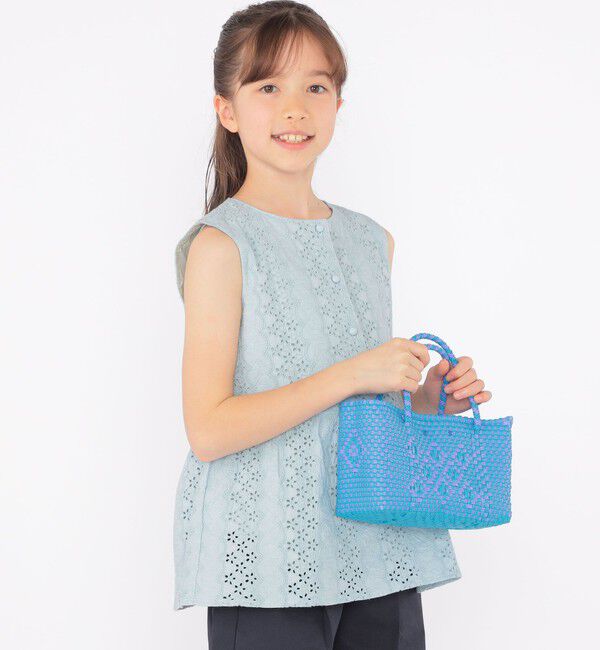 SHIPS KIDS「SHIPS KIDS:140～150cm / レース ペプラム ノースリーブ ブラウス」|シャツ・ブラウス|