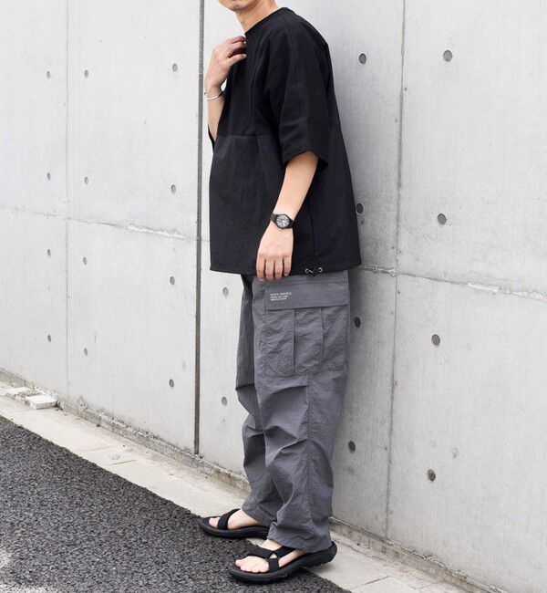 SHIPS any「SHIPS any: コットン / ナイロン コンビ スケアスリーブ スピンドル ワイド Tシャツ◇」|Tシャツ・カットソー|