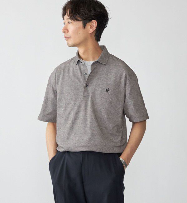 SHIPS「【WEB限定】SHIPS:〈吸水速乾〉ドライピケ ワンポイント ロゴ ワイドカラー ポロシャツ」|ポロシャツ|ダークグレー