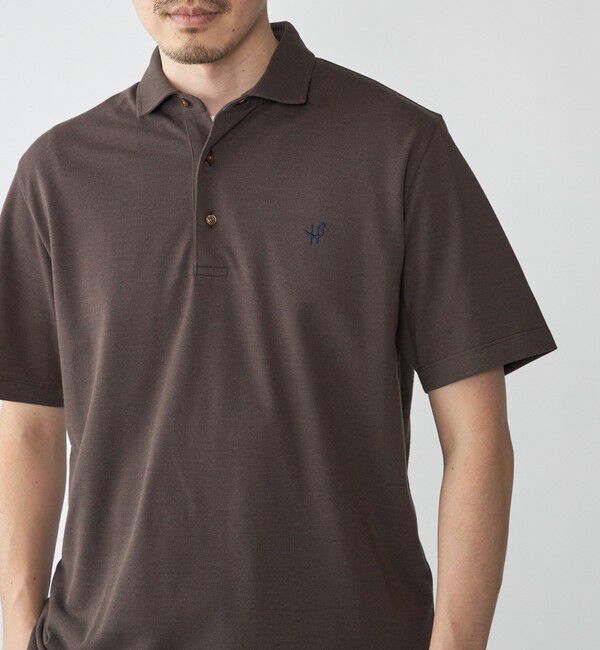 SHIPS「【WEB限定】SHIPS:〈吸水速乾〉ドライピケ ワンポイント ロゴ ワイドカラー ポロシャツ」|ポロシャツ|ブラウン