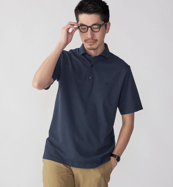 SHIPS「【WEB限定】SHIPS:〈吸水速乾〉ドライピケ ワンポイント ロゴ ワイドカラー ポロシャツ」|ポロシャツ|