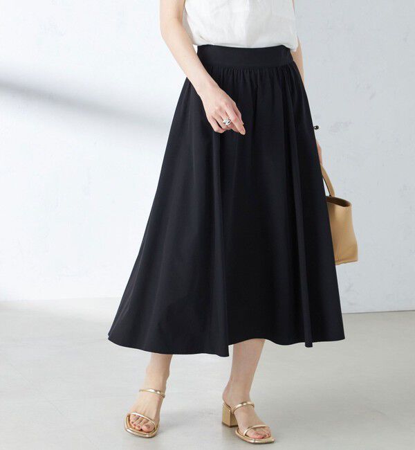 SHIPS for women「〈撥水加工/UVカット/手洗い可能〉ギャザー スカート ◇」|スカート|ブラック