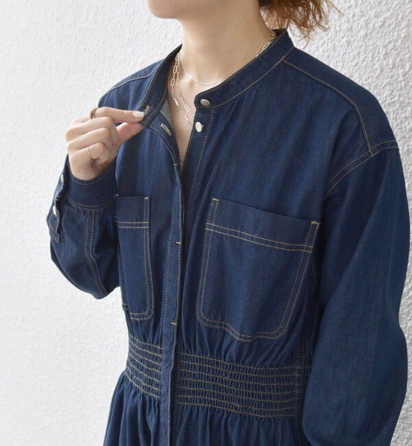 SHIPS any「SHIPS any: シャーリング デニム ポケット ワンピース ［SHIPS any DENIM］」|ワンピース|