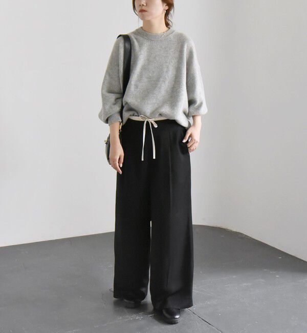 quaranciel「quaranciel:〈洗濯機可能〉シルキー サテン ダブルウエスト ワイド パンツ」|その他|