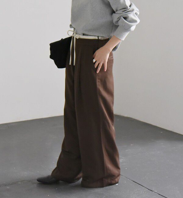 quaranciel「quaranciel:〈洗濯機可能〉シルキー サテン ダブルウエスト ワイド パンツ」|その他|