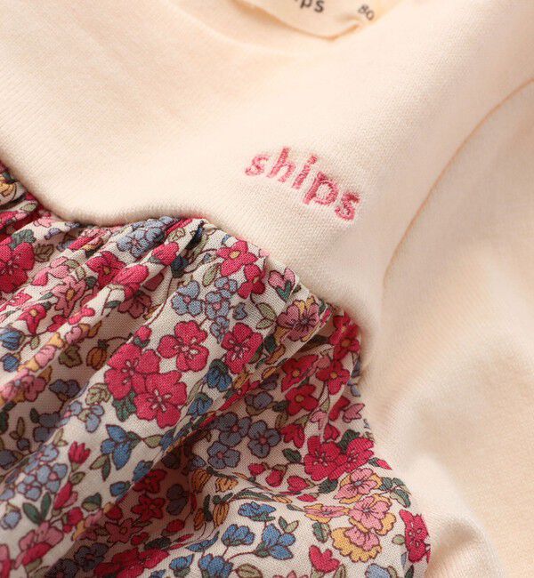 SHIPS KIDS「SHIPS KIDS:70～80cm / フラワー 長袖 セット ロンパース」|ロンパース|