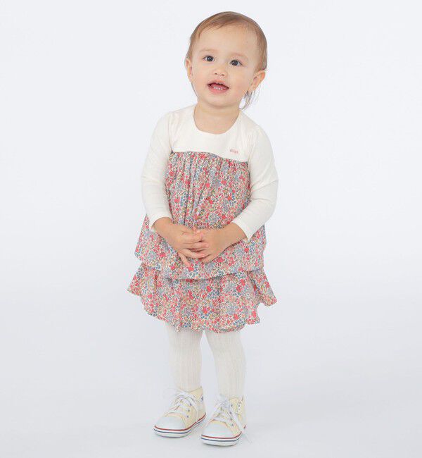 SHIPS KIDS「SHIPS KIDS:70～80cm / フラワー 長袖 セット ロンパース」|ロンパース|