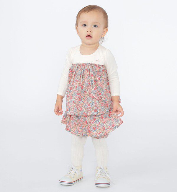 SHIPS KIDS「SHIPS KIDS:70～80cm / フラワー 長袖 セット ロンパース」|ロンパース|