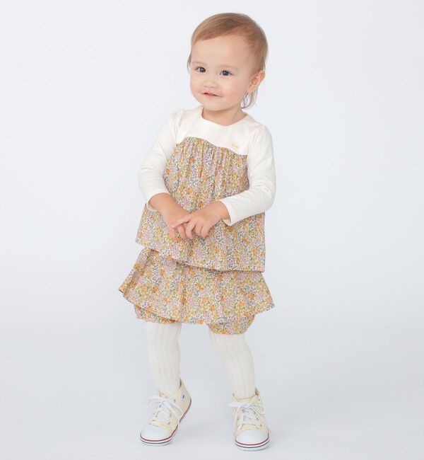 SHIPS KIDS「SHIPS KIDS:70～80cm / フラワー 長袖 セット ロンパース」|ロンパース|