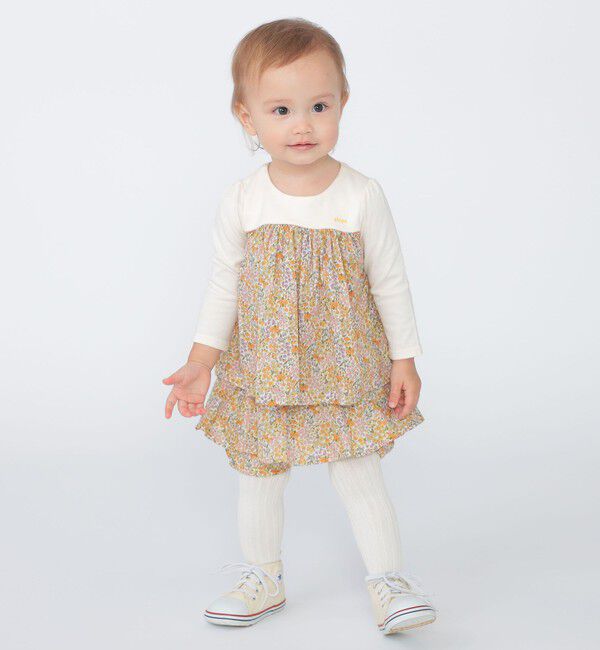 SHIPS KIDS「SHIPS KIDS:70～80cm / フラワー 長袖 セット ロンパース」|ロンパース|