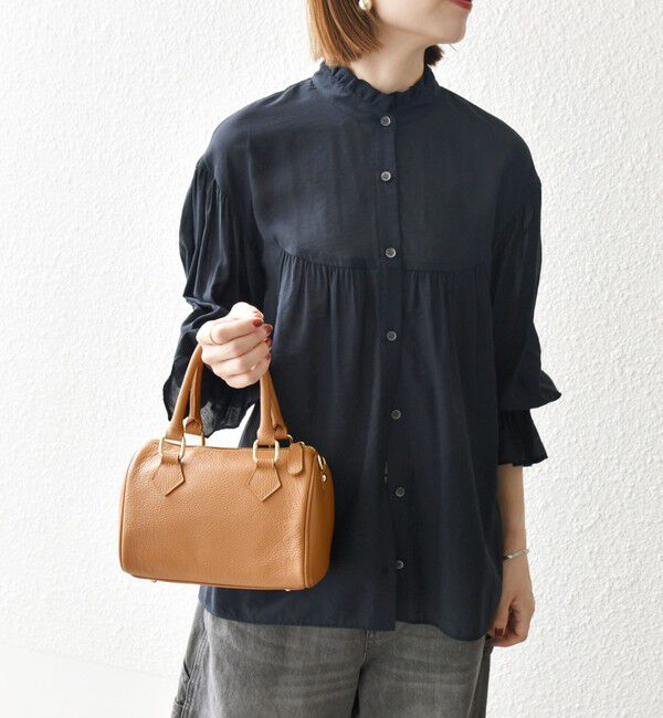 SHIPS any「SHIPS any:〈手洗い可能〉ヴィンテージサテン フリル ギャザー シャツ ブラウス」|シャツ・ブラウス|