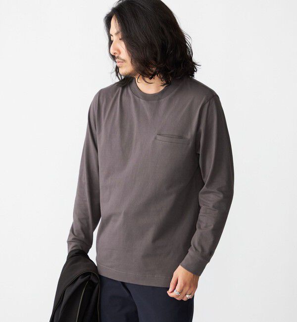 SHIPS「【WEB限定】SHIPS:〈抗菌・防臭〉テレワーク ビズ ワンポイントロゴ クルーネック長袖Tシャツ」|Tシャツ・カットソー|