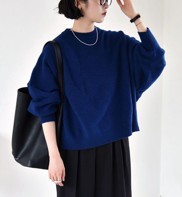 quaranciel「quaranciel:〈手洗い可能〉AQUA カシミヤ ミックス ドルマン ニット」|ニット・セーター|ブルー