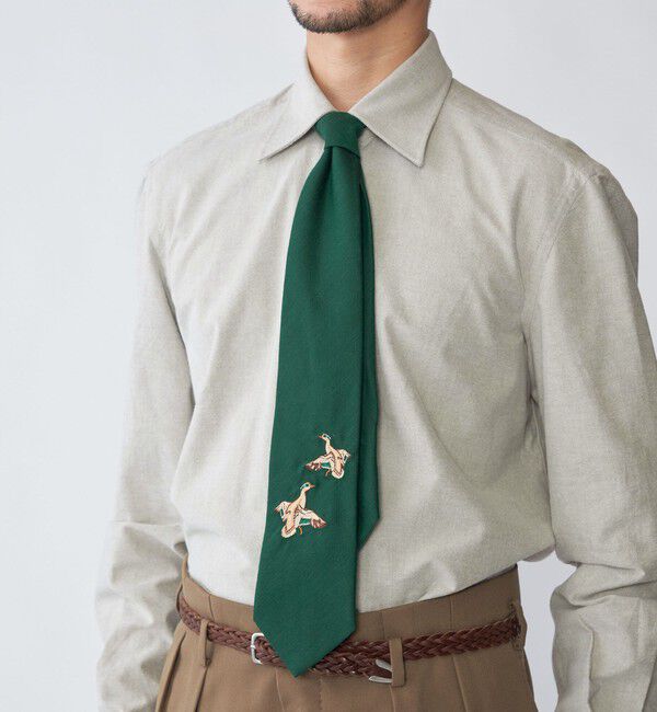 SHIPS「【SHIPS別注】Stefano Cau: エンブロイダリー アニマル ネクタイ」|ネクタイ・蝶ネクタイ|ダークグリーン