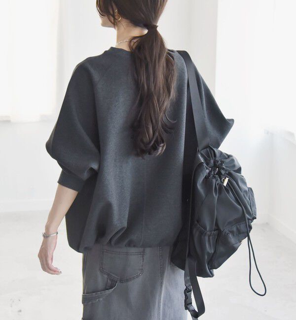 quaranciel「《一部追加予約》quaranciel:〈洗濯機可能〉ポンチ ドロスト ルーズ プルオーバー」|スウェット・ジャージ|チャコールグレー