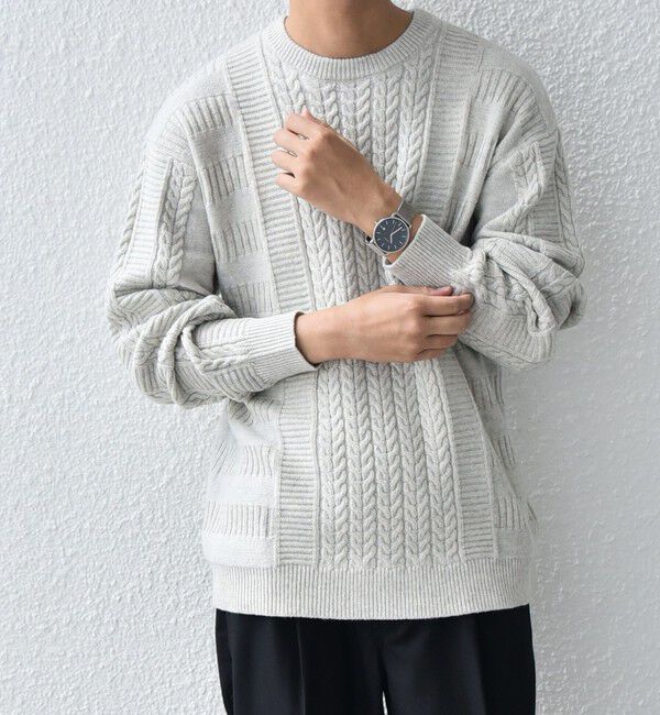 SHIPS any「SHIPS any:〈手洗い可能〉アラン / ガーター 編み リラックス クルーネック ニット◇」|ニット・セーター|