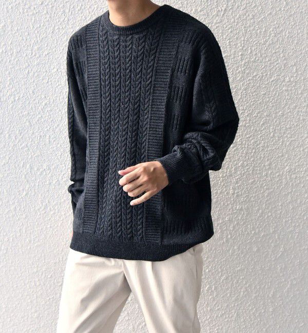 SHIPS any「SHIPS any:〈手洗い可能〉アラン / ガーター 編み リラックス クルーネック ニット◇」|ニット・セーター|