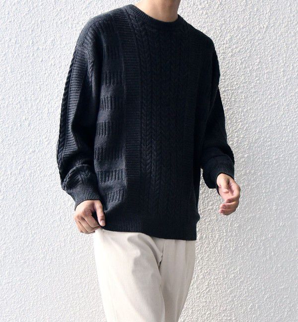 SHIPS any「SHIPS any:〈手洗い可能〉アラン / ガーター 編み リラックス クルーネック ニット◇」|ニット・セーター|