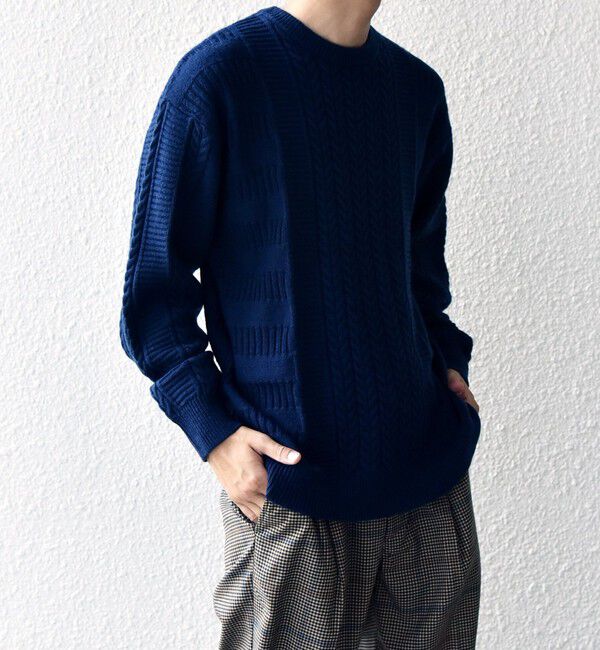 SHIPS any「SHIPS any:〈手洗い可能〉アラン / ガーター 編み リラックス クルーネック ニット◇」|ニット・セーター|