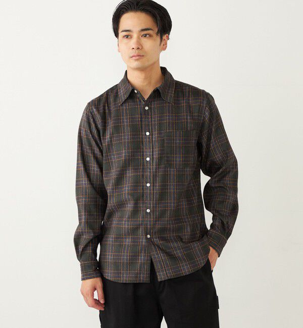 SHIPS Colors 「SHIPS Colors:〈洗濯機可能〉プリント ネル シャツ」|シャツ・ブラウス|ダークグレー