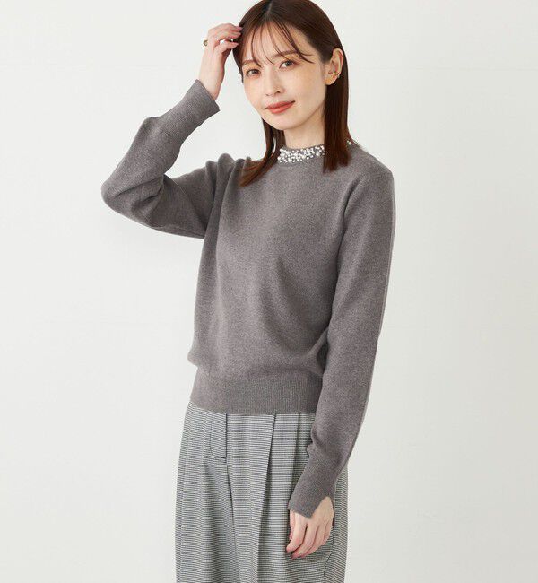 SHIPS Colors 「SHIPS Colors:〈手洗い可能〉ビジュー ネック ニット」|ニット・セーター|