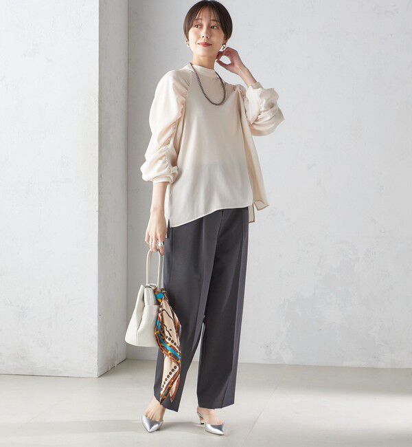 SHIPS for women「〈手洗い可能〉ストレッチ ジョーゼット 袖 ギャザー ブラウス」|シャツ・ブラウス|