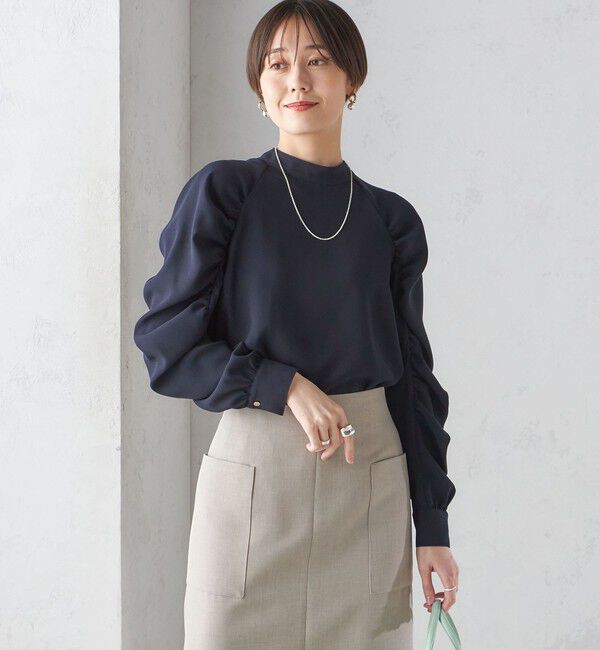 SHIPS for women「〈手洗い可能〉ストレッチ ジョーゼット 袖 ギャザー ブラウス」|シャツ・ブラウス|