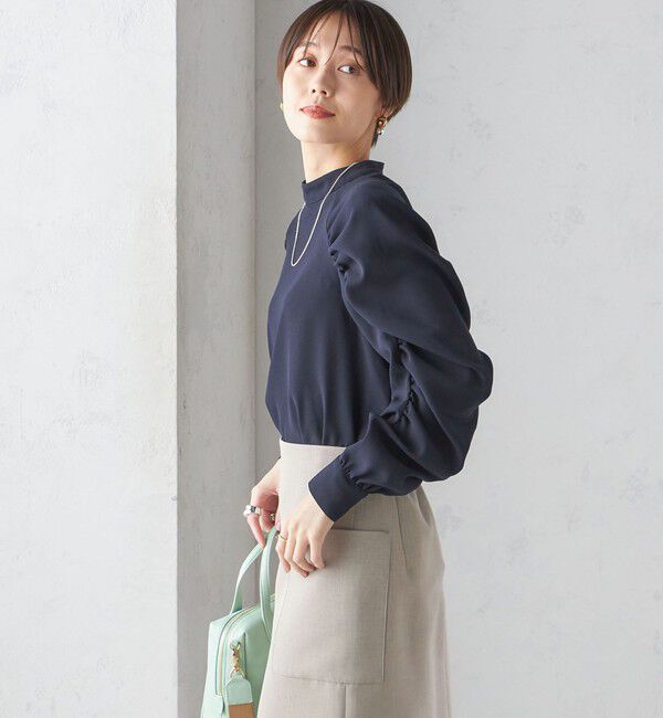 SHIPS for women「〈手洗い可能〉ストレッチ ジョーゼット 袖 ギャザー ブラウス」|シャツ・ブラウス|