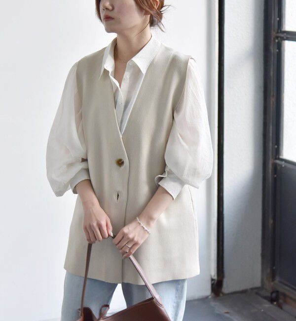 quaranciel「quaranciel:〈手洗い可能〉Vカラー ニット ジレ」|ベスト・ジレ|