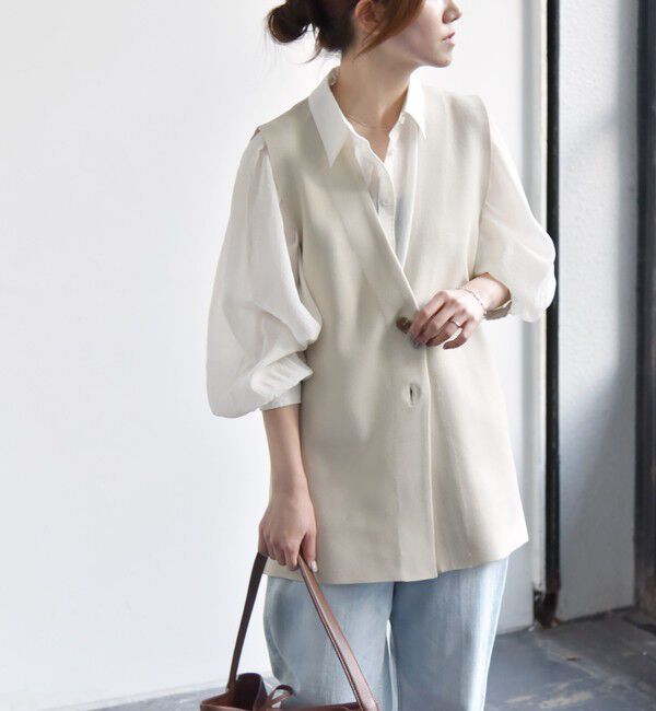 quaranciel「quaranciel:〈手洗い可能〉Vカラー ニット ジレ」|ベスト・ジレ|