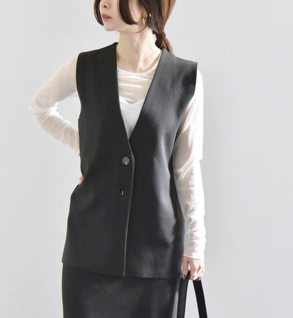 quaranciel「quaranciel:〈手洗い可能〉Vカラー ニット ジレ」|ベスト・ジレ|