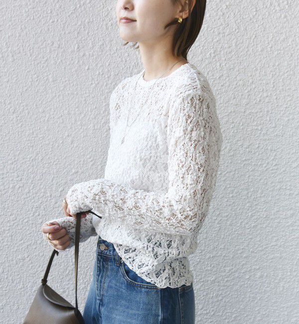 SHIPS for women「〈手洗い可能〉ラッセル レース クルーネック カットソー」|Tシャツ・カットソー|