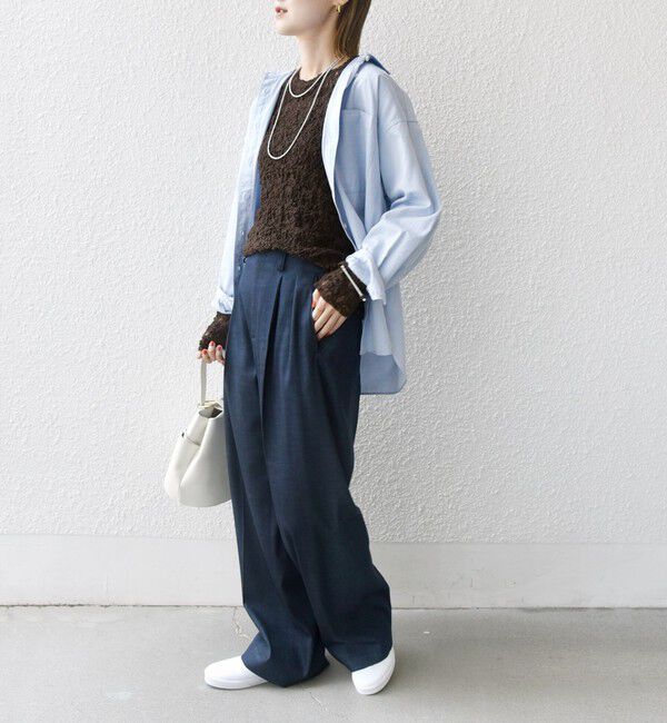 SHIPS for women「〈手洗い可能〉ラッセル レース クルーネック カットソー」|Tシャツ・カットソー|