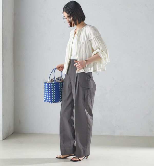 SHIPS for women「〈手洗い可能〉リネン混 シアー ギャザー ブルゾン」|ブルゾン・スタジャン|