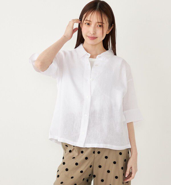 SHIPS Colors 「SHIPS Colors:〈洗濯機可能〉ユーロリネン (EURO Linen) ボクシー シャツ◇」|シャツ・ブラウス|オフホワイト