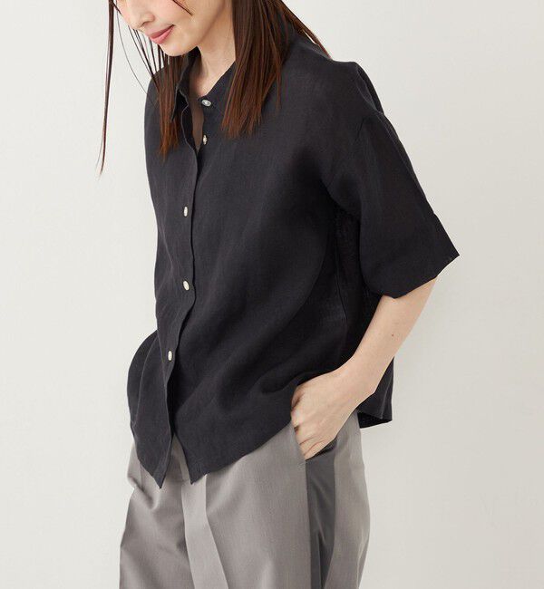 SHIPS Colors 「SHIPS Colors:〈洗濯機可能〉ユーロリネン (EURO Linen) ボクシー シャツ◇」|シャツ・ブラウス|ブラック