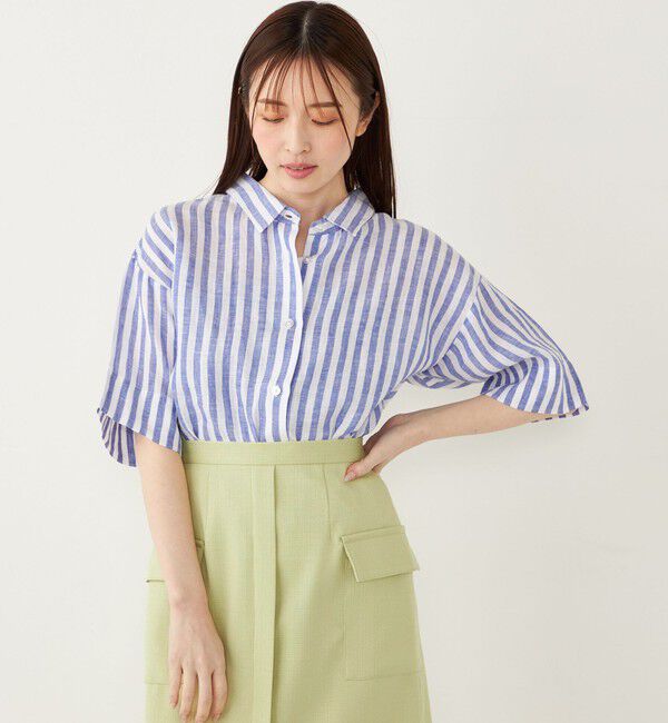 SHIPS Colors 「SHIPS Colors:〈洗濯機可能〉ユーロリネン (EURO Linen) ボクシー シャツ◇」|シャツ・ブラウス|ライトブルー