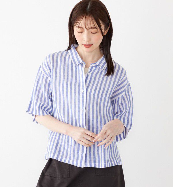 SHIPS Colors 「SHIPS Colors:〈洗濯機可能〉ユーロリネン (EURO Linen) ボクシー シャツ◇」|シャツ・ブラウス|