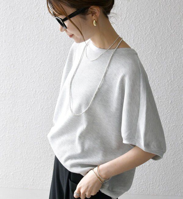 SHIPS any「SHIPS any:〈洗濯機可能〉ワッフル ワイド コクーン ドルマン TEE」|Tシャツ・カットソー|ライトグレー